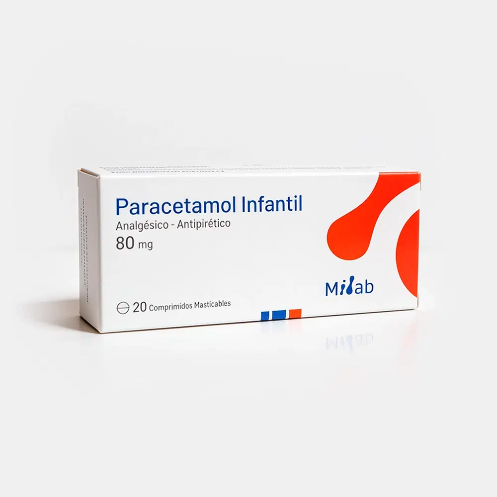 Paracetamol Infantil 80 mg x 20 Comprimidos Masticables - Mintlab