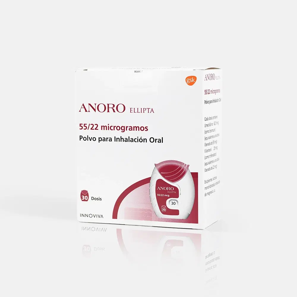 Anoro Umeclidinio / Vilanterol 55 /22 mcg 30 dosis inhalador oral – vista 1
