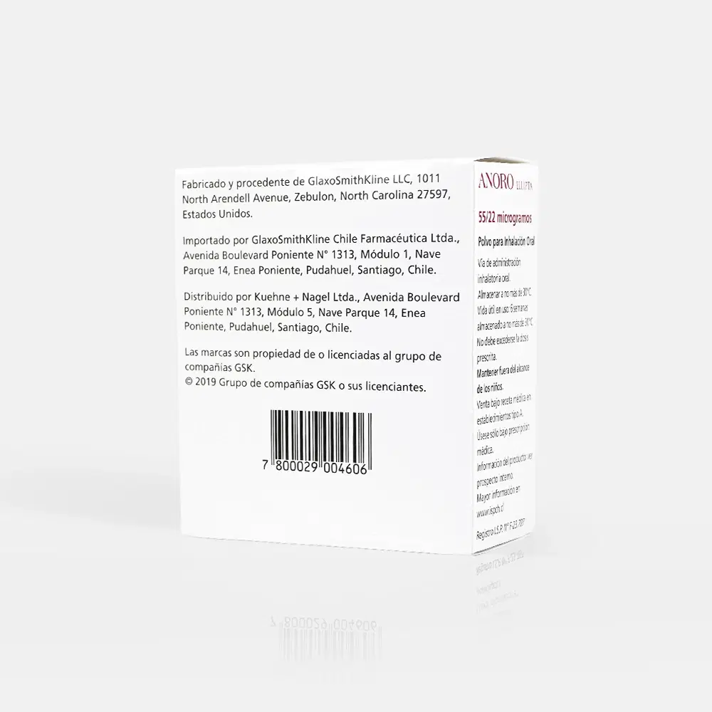 Anoro Umeclidinio / Vilanterol 55 /22 mcg 30 dosis inhalador oral – vista 2