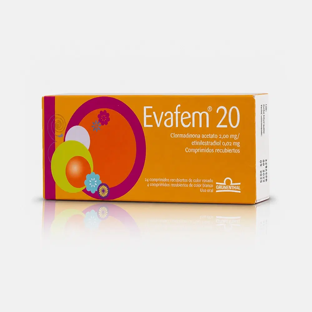 Evafem 20 Clormadinona / Etinilestradiol 2/0,02 mg 28 comprimidos recubiertos