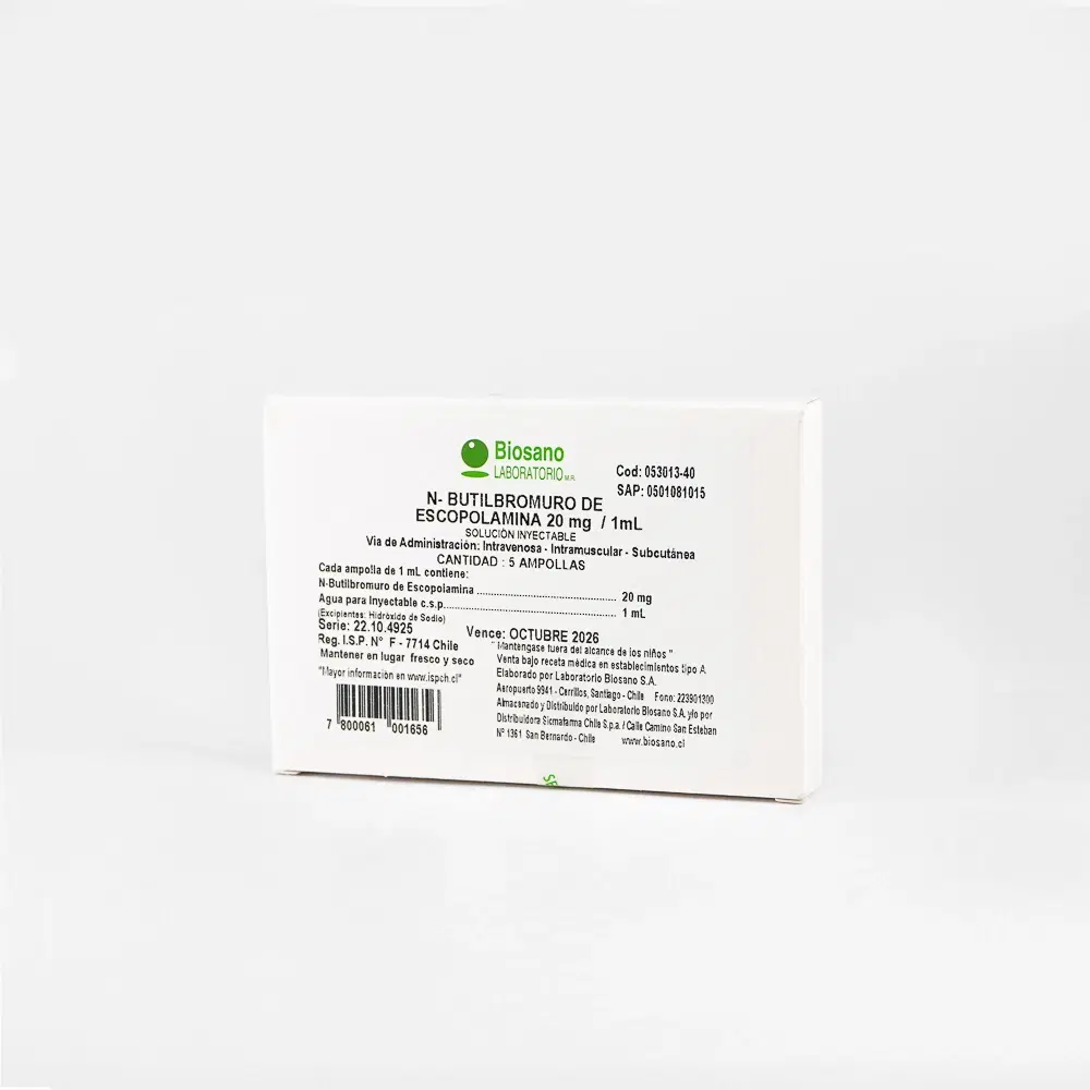 N Butilbromuro Escopolamina 20mg/ml 1 Amp. – vista 1