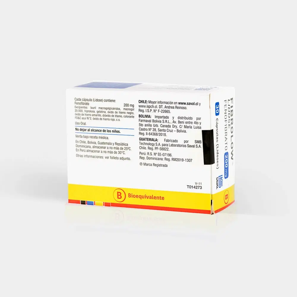 Fibrolow Lidose Fenofibrato 200 mg 30 cápsulas – vista 2