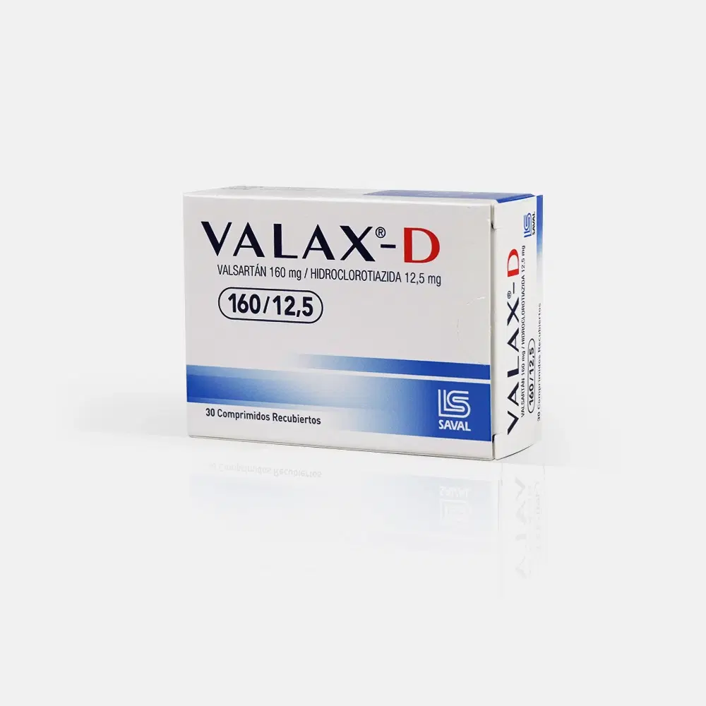 Valax D Valsartán / Hidroclorotiazida 160 mg/12,5 mg 30 comprimidos recubiertos – vista 1