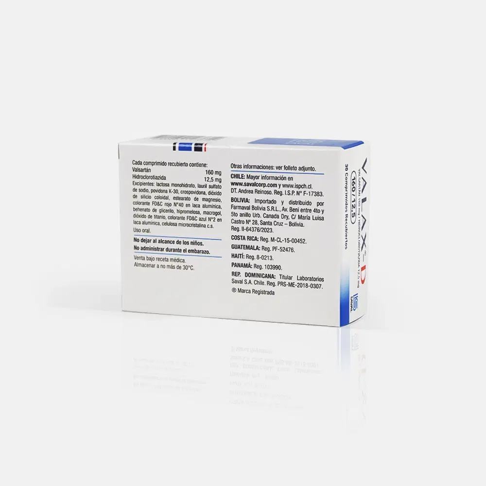 Valax D Valsartán / Hidroclorotiazida 160 mg/12,5 mg 30 comprimidos recubiertos – vista 2