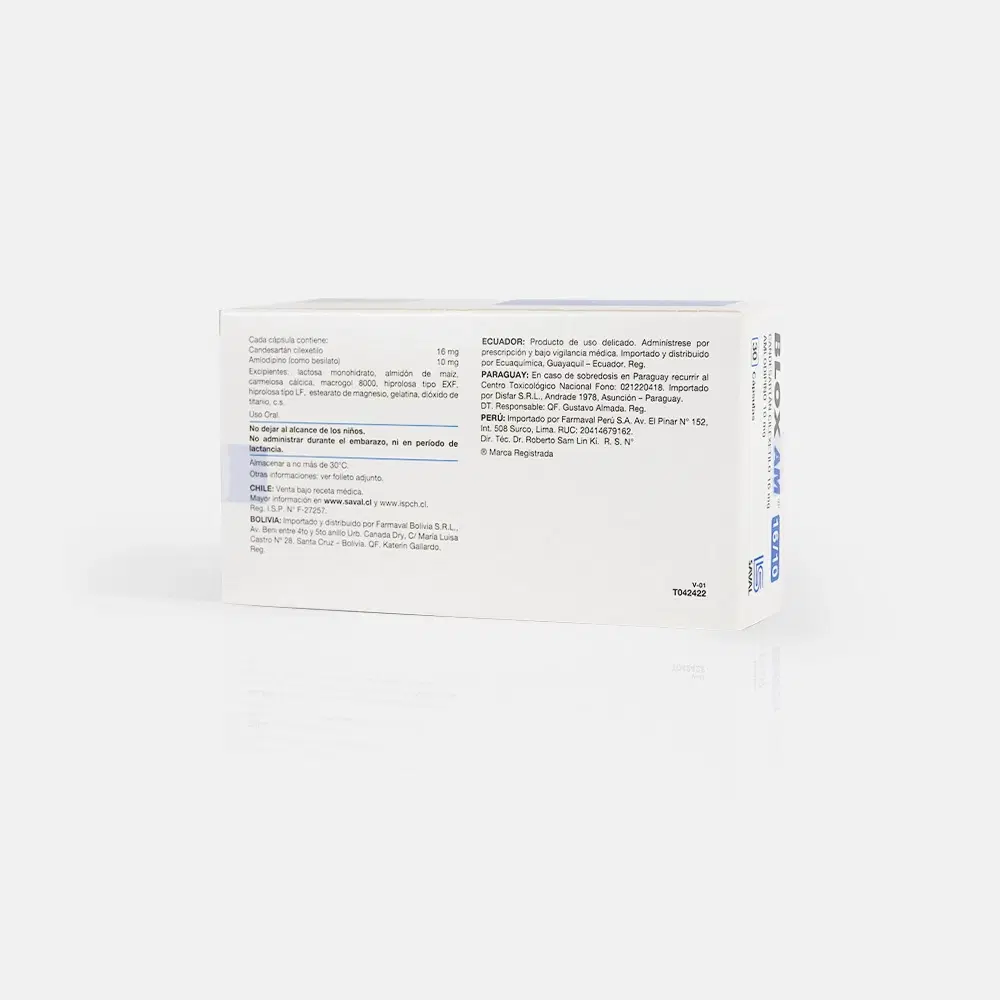 Blox AM Candesartan / Amlodipino 16 mg/10 mg 30 cápsulas – vista 2
