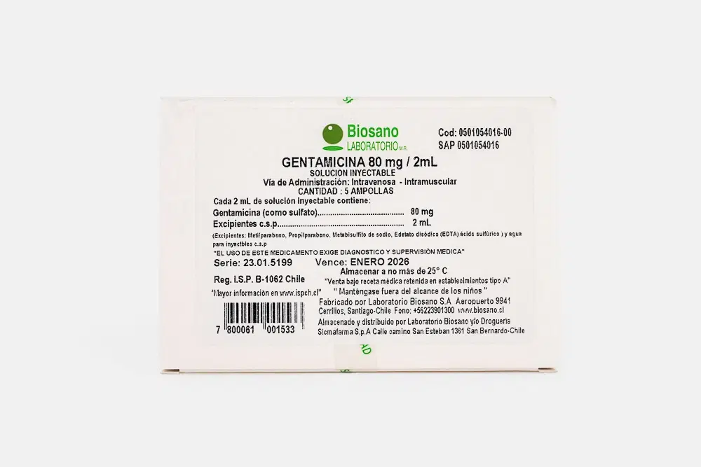Gentamicina 80mg 5 Amp.