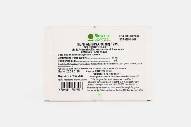 Gentamicina 80mg 5 Amp.